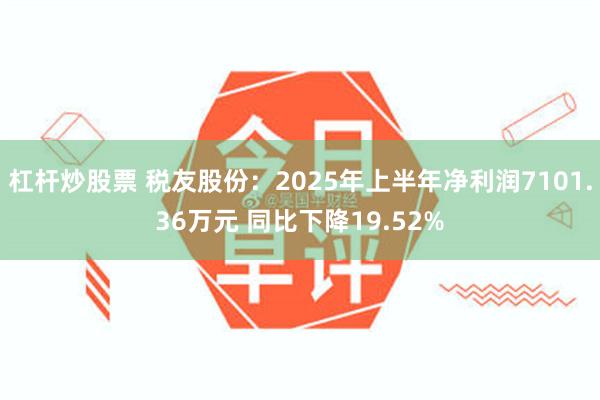 杠杆炒股票 税友股份：2025年上半年净利润7101.36万元 同比下降19.52%