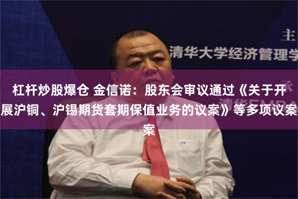 杠杆炒股爆仓 金信诺：股东会审议通过《关于开展沪铜、沪锡期货套期保值业务的议案》等多项议案